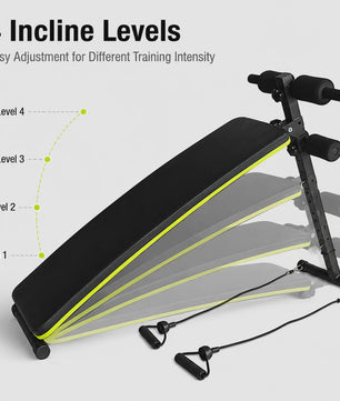 Verstelbare Buikspierbank met 4 Incline Niveaus & Weerstandsbanden - Core Training