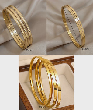 Set van 3 Gouden Bangle Armbanden - 18K Verguld Roestvrij Staal