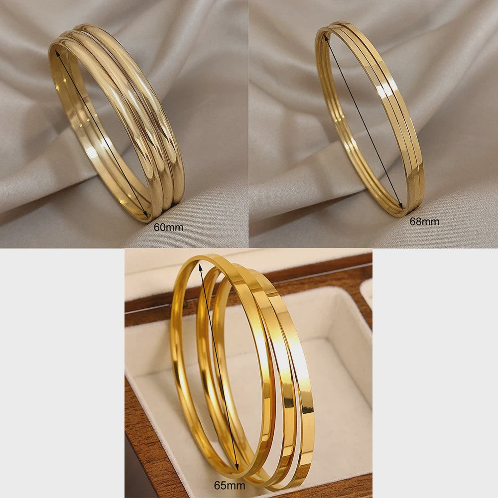 Set van 3 Gouden Bangle Armbanden - 18K Verguld Roestvrij Staal