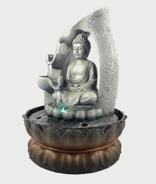 Zen Boeddha Waterval Tafeldecoratie met LED Verlichting