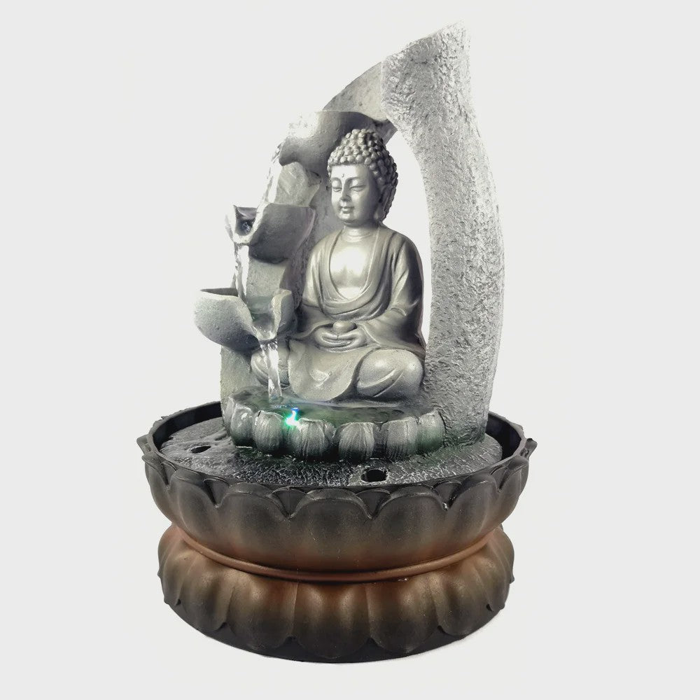 Zen Boeddha Waterval Tafeldecoratie met LED Verlichting