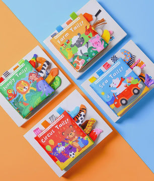 Interactief Stoffen Babyboek met Staartjes - Leerzaam en Veilig Speelgoed