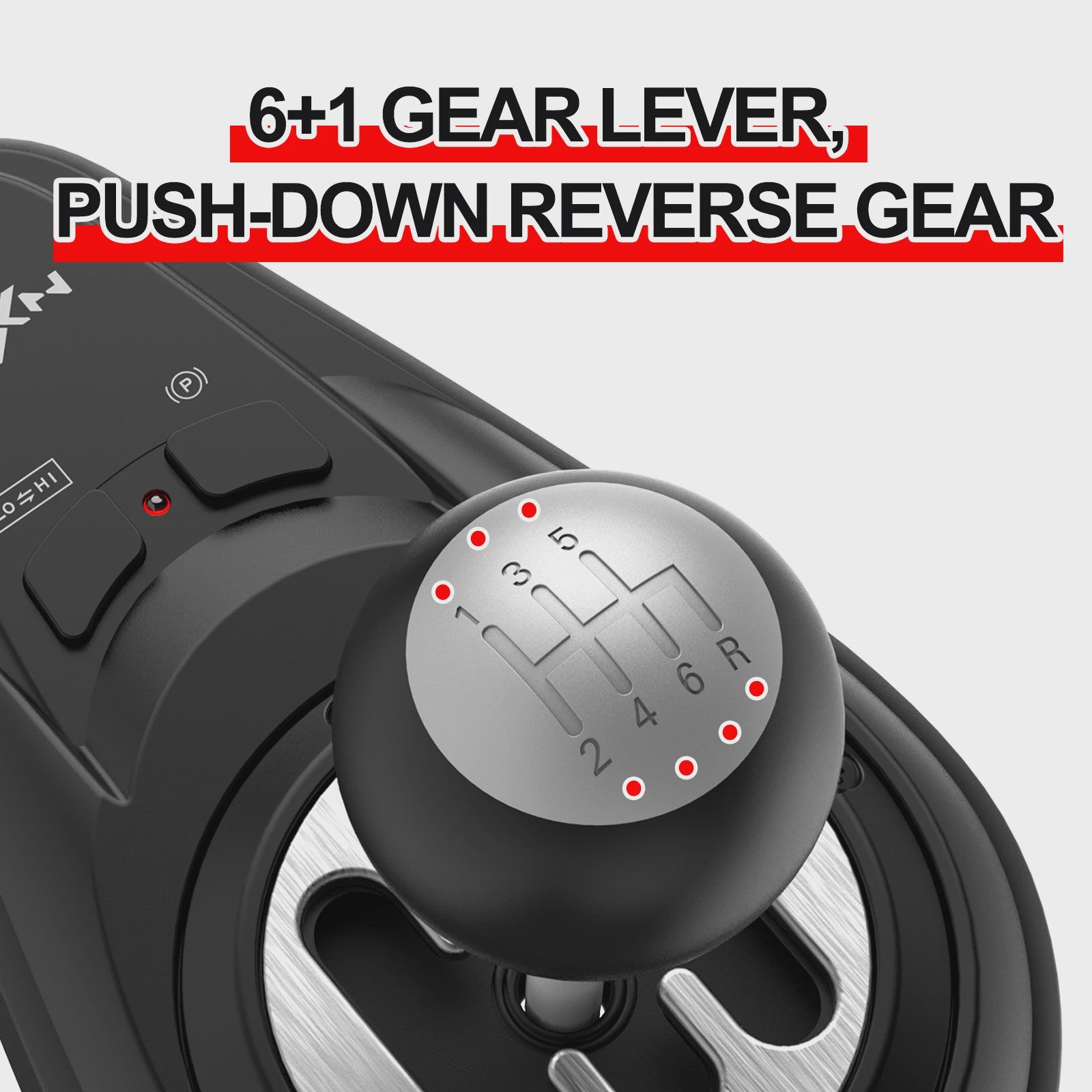 PXN A7 Gaming Shifter: 6+R Versnellingen, P-Brake & High-Low Knop, USB/RJ11/DIN