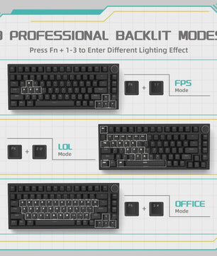 AJAZZ AK820 Mechanisch Gaming Toetsenbord 75% Layout met Volumeknop & RGB