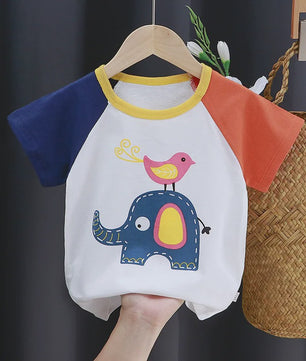 Zomer T-shirt Kinderen Katoen met Vrolijke Cartoon Print - 0-4 Jaar