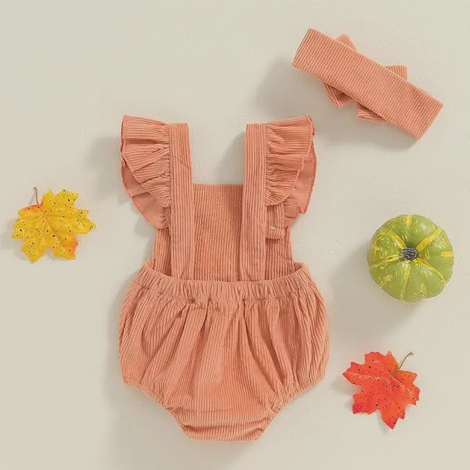 Schattige Halloween Baby Romper met Pompoenprint & Mutsje - 1-12 Maanden