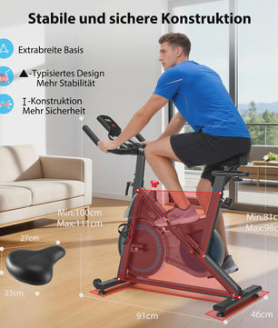 Wenoker Hometrainer Fiets met App & LCD Display - Stil, Magnetische Weerstand, Tablet Houder, Comfortabel Zadel - Max 160kg