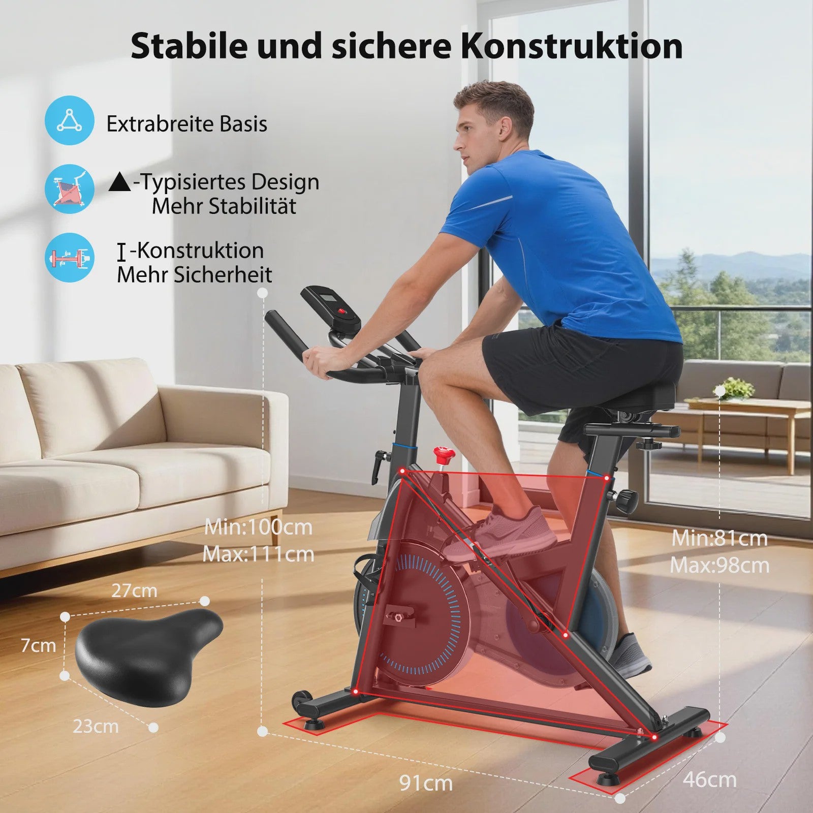 Wenoker Hometrainer Fiets met App & LCD Display - Stil, Magnetische Weerstand, Tablet Houder, Comfortabel Zadel - Max 160kg