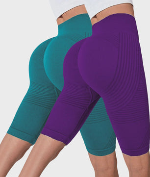 2-Pack Seamless High-Waisted Yoga Shorts met Push-Up Effect - Perfect voor Fitness & Training