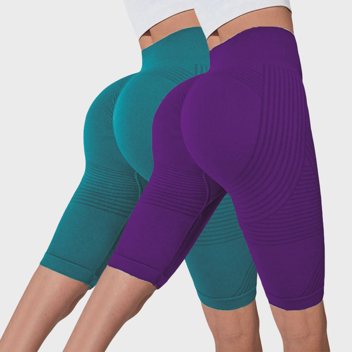 2-Pack Seamless High-Waisted Yoga Shorts met Push-Up Effect - Perfect voor Fitness & Training