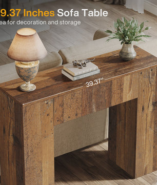 Rustieke Houten Console Tafel met Lade - 100 cm - Entree, Woonkamer, Banktafel