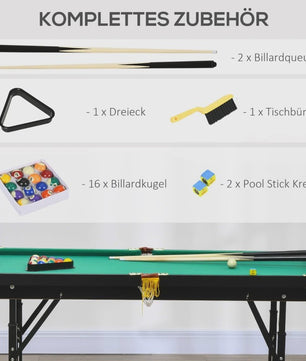 Opvouwbare en In Hoogte Verstelbare Biljarttafel - Compleet met Accessoires, Groen