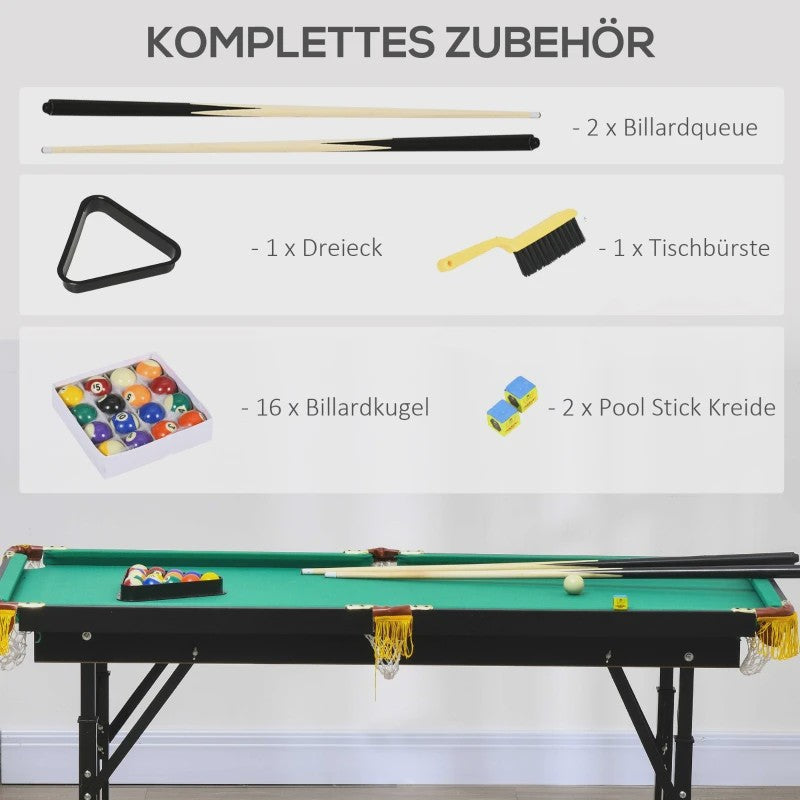 Opvouwbare en In Hoogte Verstelbare Biljarttafel - Compleet met Accessoires, Groen
