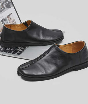 Luxe Leren Heren Tabi Slippers - Retro Split-Toe Design