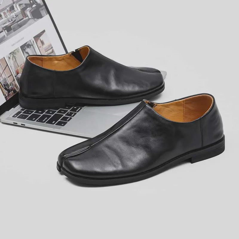Luxe Leren Heren Tabi Slippers - Retro Split-Toe Design