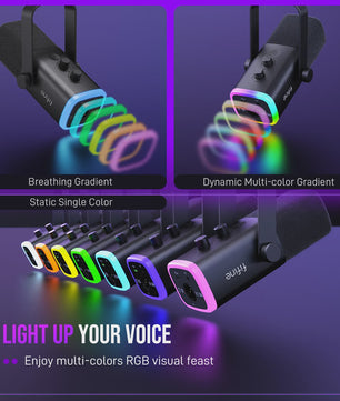 FIFINE AM8 Dynamische Microfoon: USB/XLR, RGB, Mute & Koptelefoonaansluiting voor Gaming, Streaming & Opnames