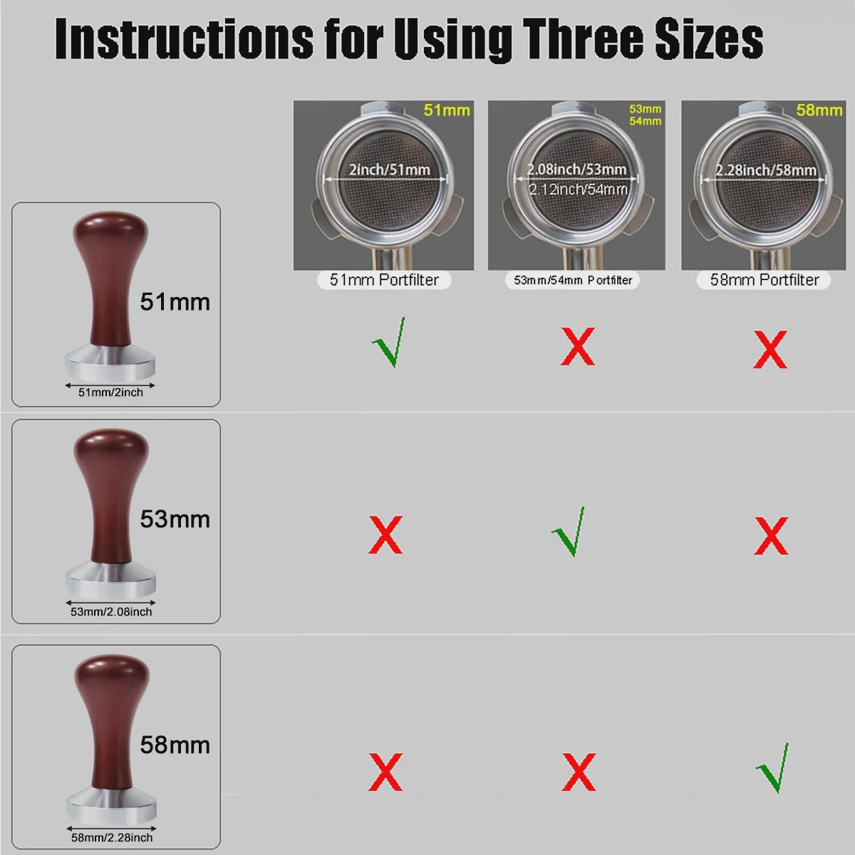 Professionele Espresso Tamper met Houten Handvat - 51mm, 53mm, 58mm - Barista Kwaliteit