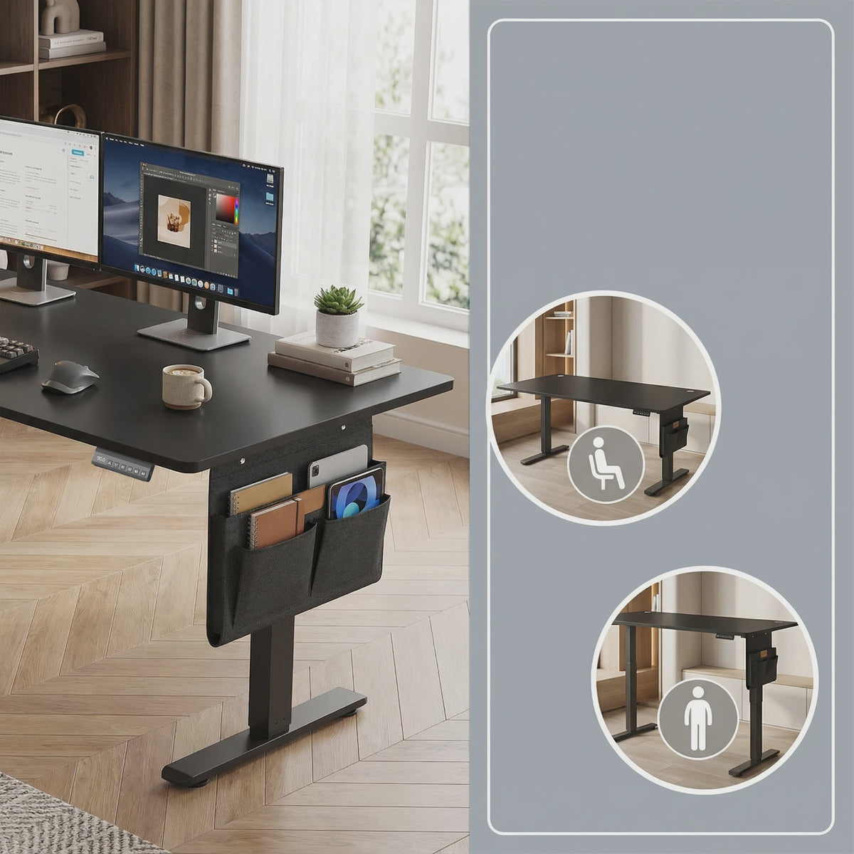 Elektrisch in hoogte verstelbaar bureau 140x60 cm - Songmics