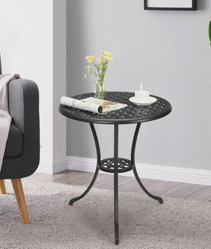 60cm Gietijzeren Bistro Tafel met Paragolhouder - Perfect voor Tuin, Terras & Balkon