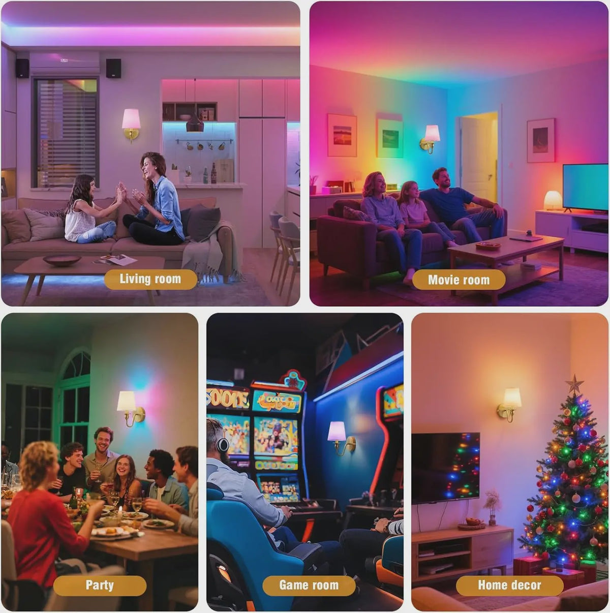 Draadloze Wandlamp Goud met Afstandsbediening & 15 Kleuren LED - Oplaadbaar, Dimbaar, Stoffen Kap