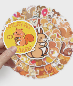50x Schattige Eekhoorn Stickers - Waterdicht & Vinyl voor Skateboard, Snowboard & Meer