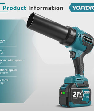 YOFIDRA Krachtige Bladblazer & Zuiger 3500W - 350.000 RPM Borstelloze Motor - Voor Makita Accu