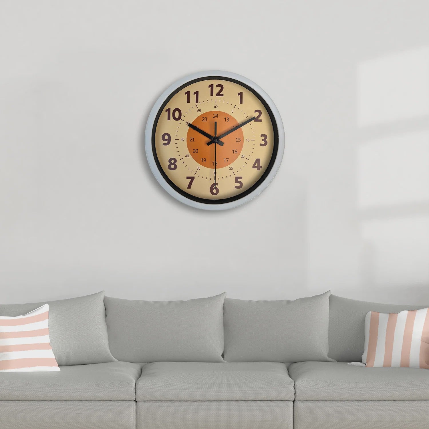 Moderne Stille Wandklok 8-inch met Oranje Patroon - Woonkamer, Keuken Decoratie