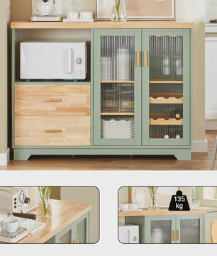 Buffetkast met Glazen Deuren en Lades - Stijlvolle Keuken-, Hal- of Sideboardkast