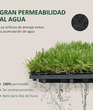 10x Kunstgras Tegels 30x30 cm - 25 mm Grashoogte - Groen