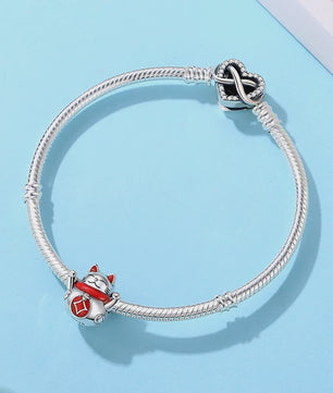 925 Sterling Zilveren Bedel Lucky Cat - Chinees Nieuwjaar & Japanse Stijl Hanger voor Dames Armbanden & Kettingen
