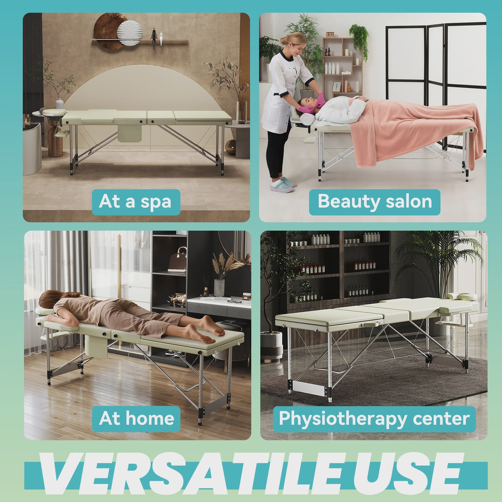 Draagbare Massage Tafel Aluminium - Inklapbaar, Verstelbaar (62-83cm), 230kg Draagkracht, met Armleuningen & Hoofdsteun