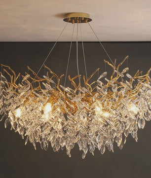Luxe Gouden Kristallen LED Kroonluchter - Plafondlamp & Hanglamp voor Woonkamer, Eetkamer, Slaapkamer