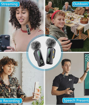 Draadloze Lavalier Microfoon Set met LED Display - Plug & Play voor Content Creators