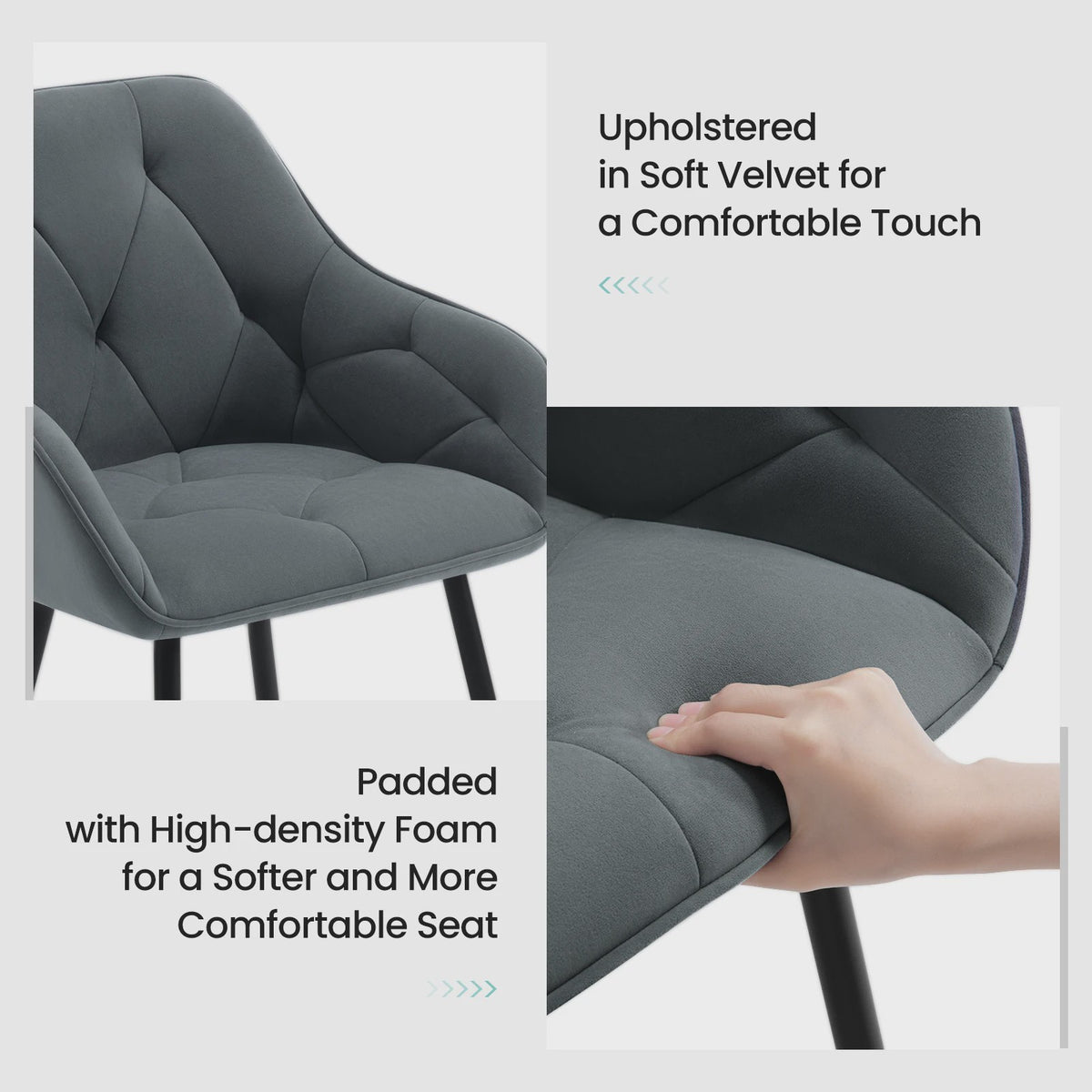 Gestoffeerde Eetkamerstoelen met Armleuningen - Set van 2 - Comfortabel & Stijlvol