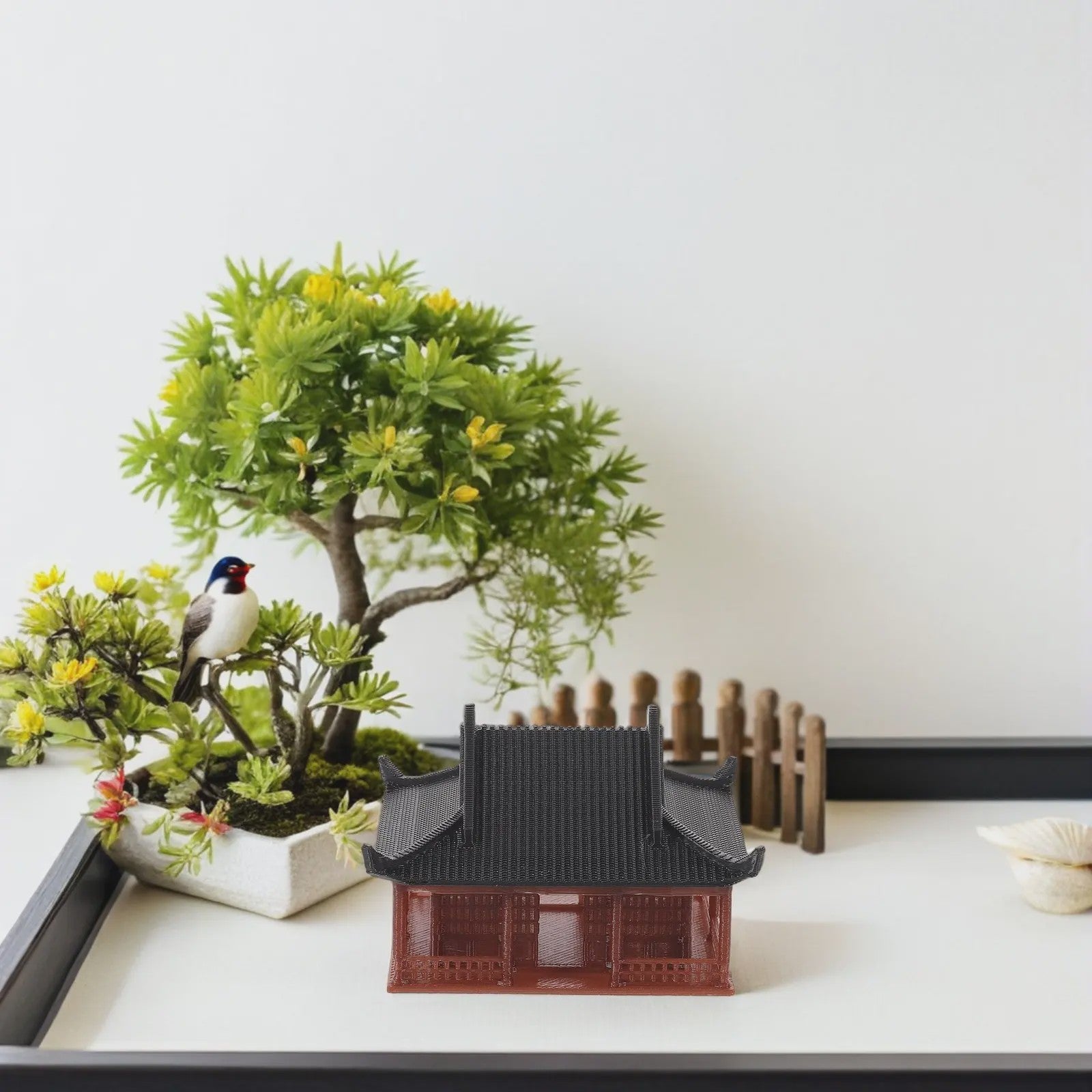 Miniatuur Zen Paviljoen Decoratie - Chinese Tempel Beeldje voor Tuin & Huis