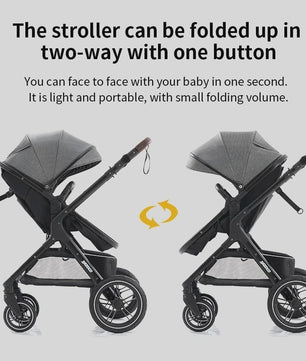 3-in-1 Multifunctionele Kinderwagen - Lichtgewicht en Compact met Babyzitje en Reiswieg