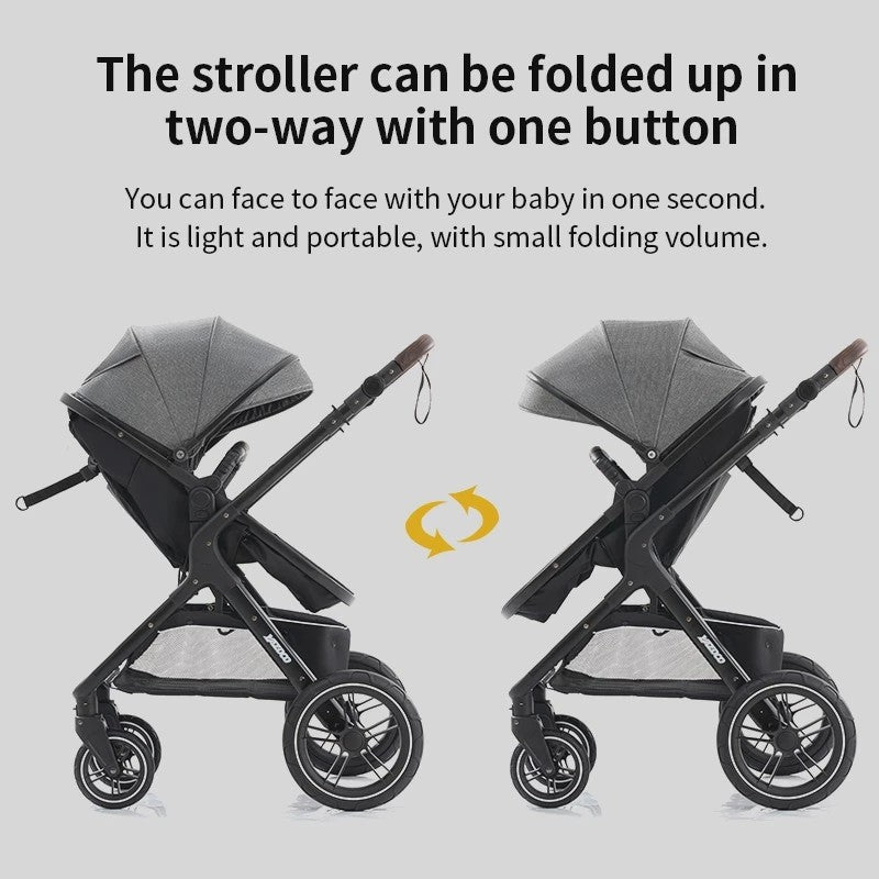 3-in-1 Multifunctionele Kinderwagen - Lichtgewicht en Compact met Babyzitje en Reiswieg
