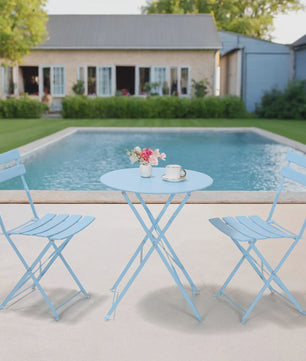 Inklapbare Bistro Set 3-delig Staal - Tuin, Balkon & Terras Meubilair