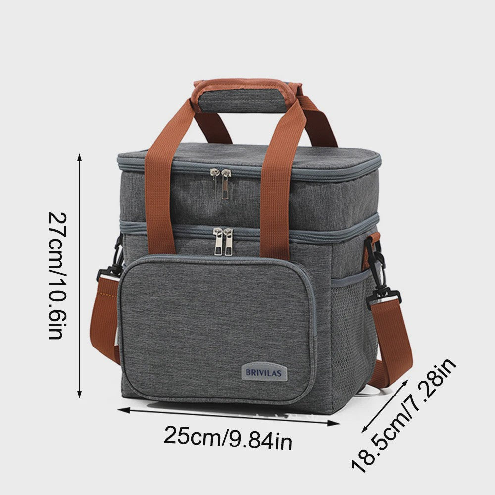 Moderne Lunchtas met Grote Capaciteit - Dubbele Isolatie & Crossbody Draagband
