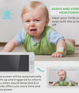 7" HD Babyfoon met 1080P IPS Beeldscherm, Ondersteuning voor 2 Camera's, 24u Batterij & 300m Bereik