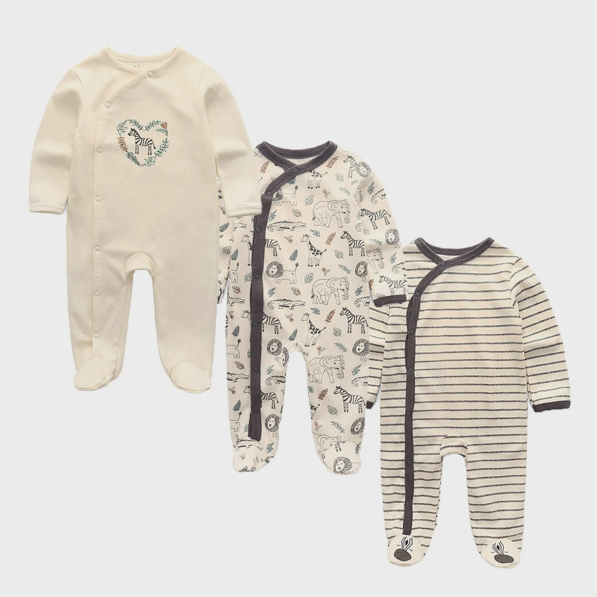 3-Pack Baby Rompers Unisex Katoen - Zacht & Comfortabel voor Pasgeborenen