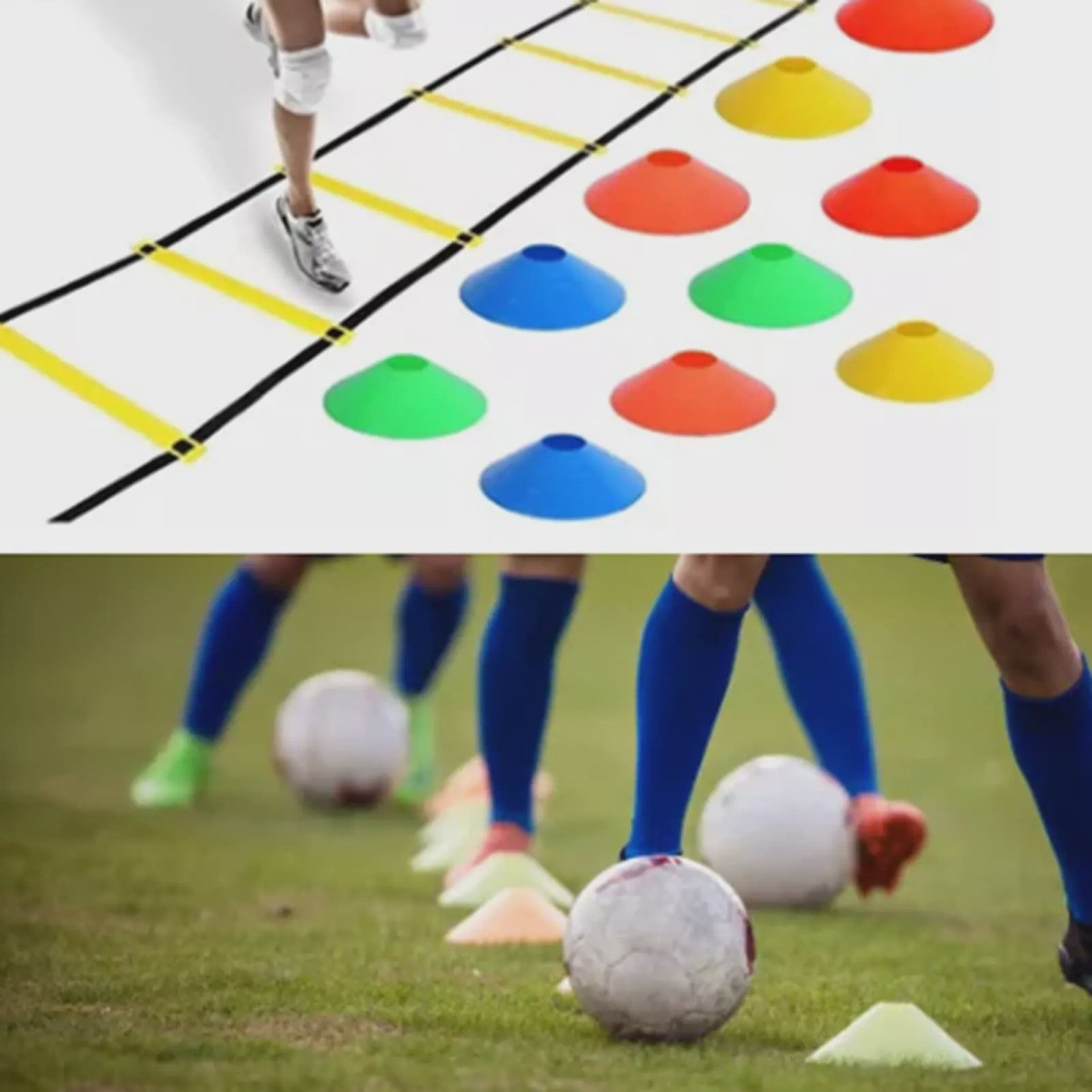 Agility Ladder & Voetbal Trainingscones Set voor Snelheid, Wendbaarheid en Voetbaltraining