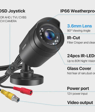 ZOSI 1080p HD Beveiligingscamera Buiten/Binnen - 4-in-1 TVI/CVI/AHD/CVBS