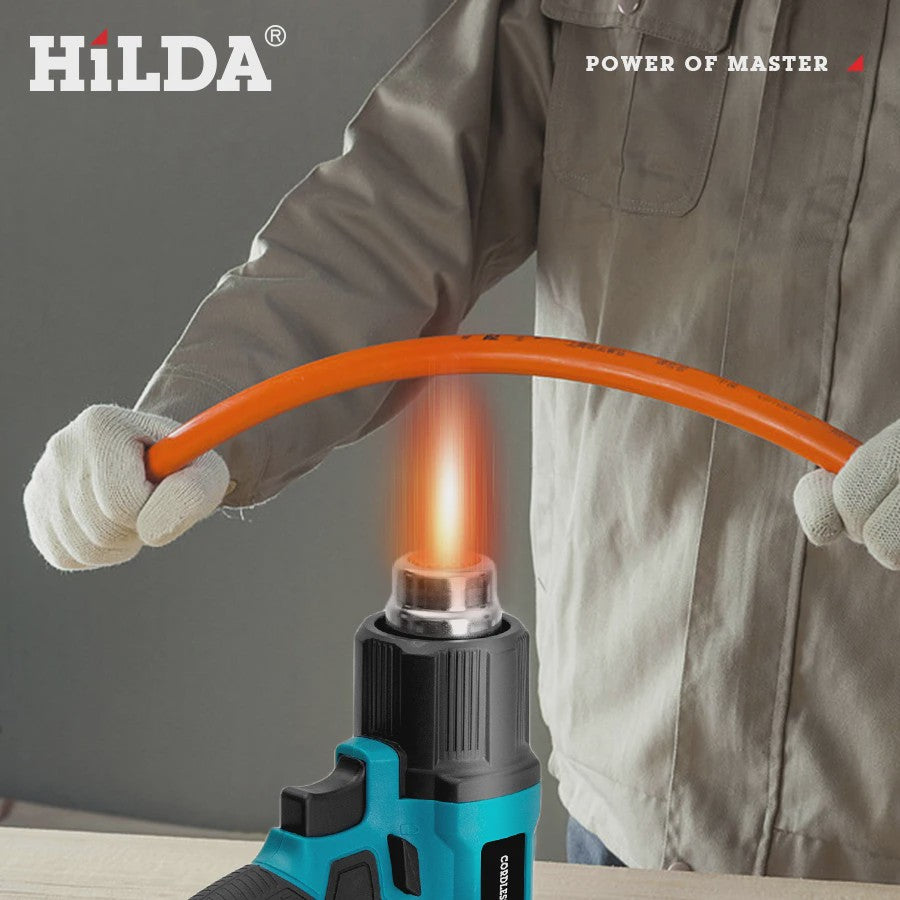 HILDA 21V Draadloze Hete Lucht Föhn - Oplaadbaar, Compatibel met Makita Batterij, Inclusief Mondstukken