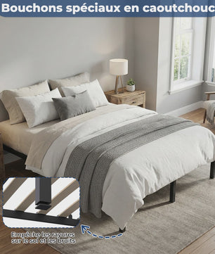 Zwevend Metalen Bedframe 90x200/140x200 cm met Houtlook Hoofd- en Voetbord | Industriële Stijl & 27cm Opbergruimte