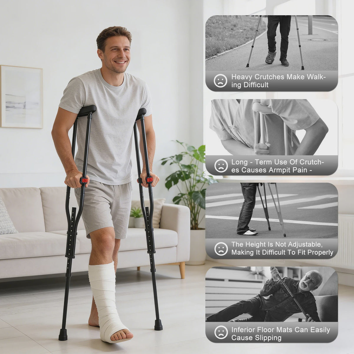 Folding Medical Elbow Crutches, Arms Crutches,Young People Orthopedic Mobility Aids Walking Stick Portable Forearm Crutches Pair