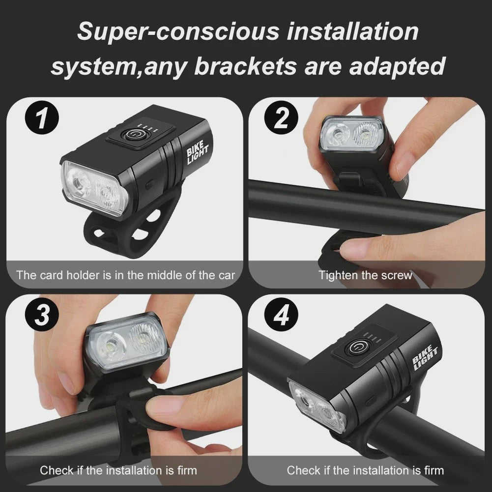 BK02 Fietslamp T6 LED USB Oplaadbaar - 6 Modi MTB Fietsverlichting Koplamp