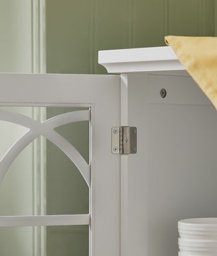 Wit Sideboard met 2 Glazen Deuren en 2 Lades - Stijlvolle Buffetkast voor Woonkamer of Hal