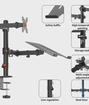 360° Draaibare Laptop & Monitor Standaard met Kabelmanagement