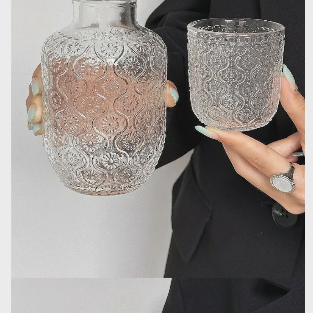 Vintage Glazen Theepot & Nachtkan Set - Stijlvol voor Water, Sap & Koffie